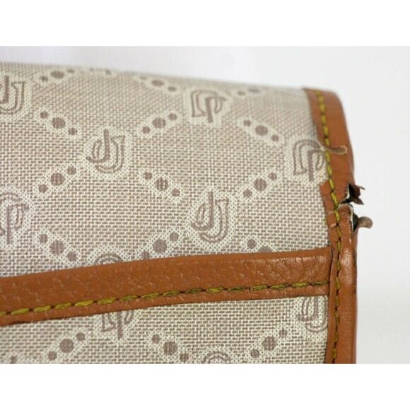 VTG JOE LEATHER HANDBAG SIGNATURE PVC BROWN LEATHER XBODY BAG SHOULDER BAG PURSE - Picture 8 of 11